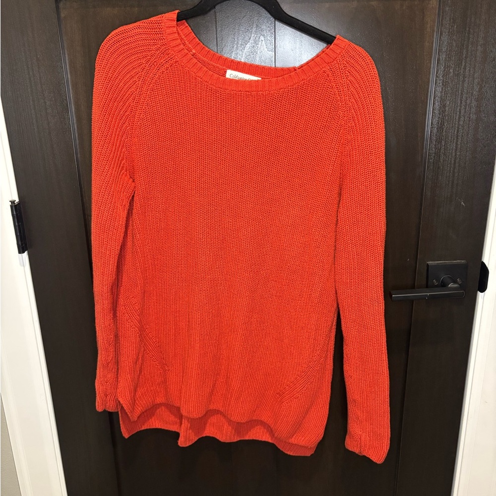 Coldwater Creek‎ Orange Crew Neck Sweater Lightweight Knit